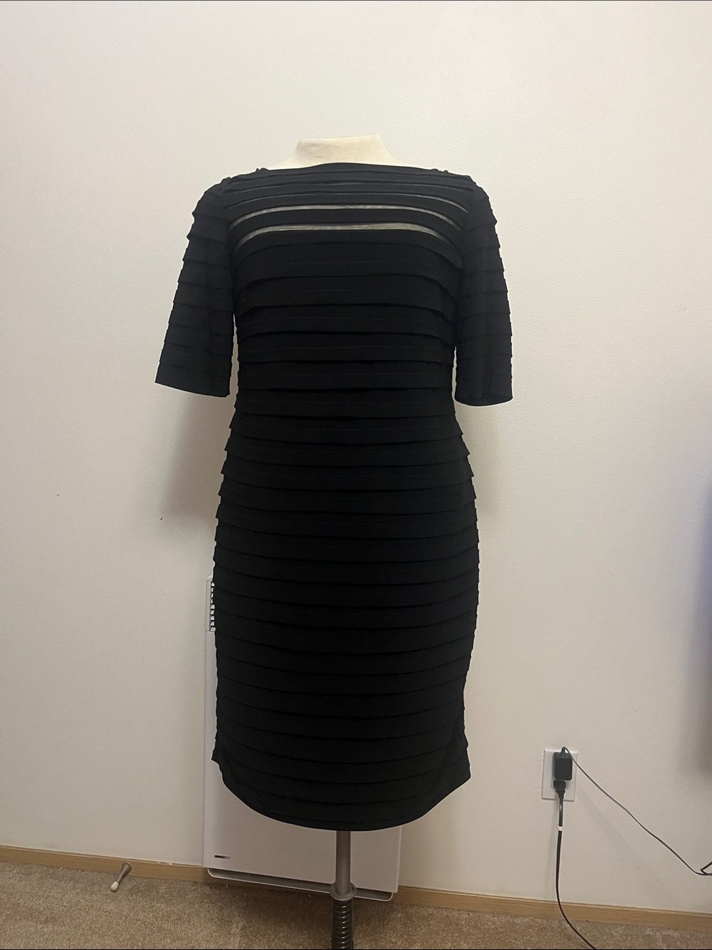 Simply Liliana Black Layered Band Midi Dress